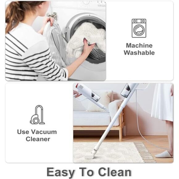 Uphome Boho Washable Rug 4' x 6', Beige Cotton Farmhouse Living Room Rugs - Picture 4 of 7